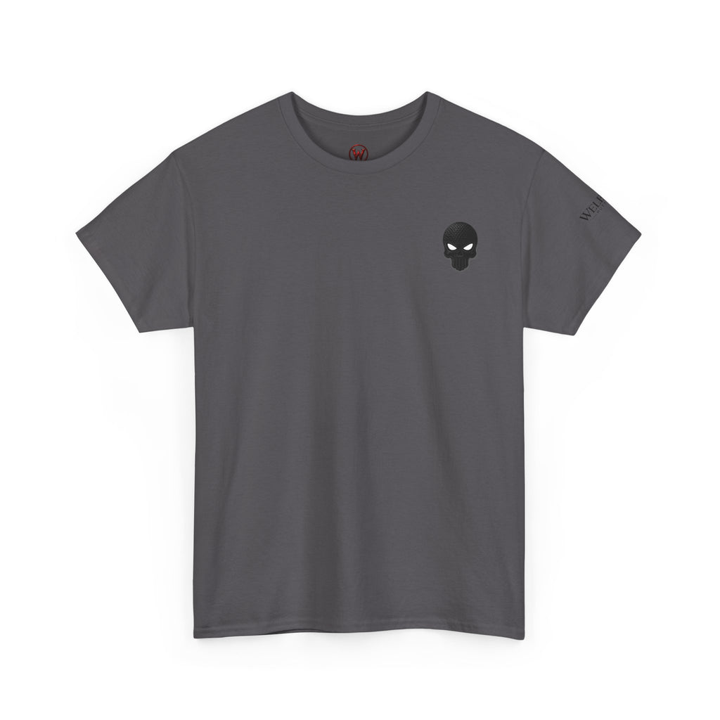Skull Chest Tee — Minimal Skull Graphic White T-Shirt