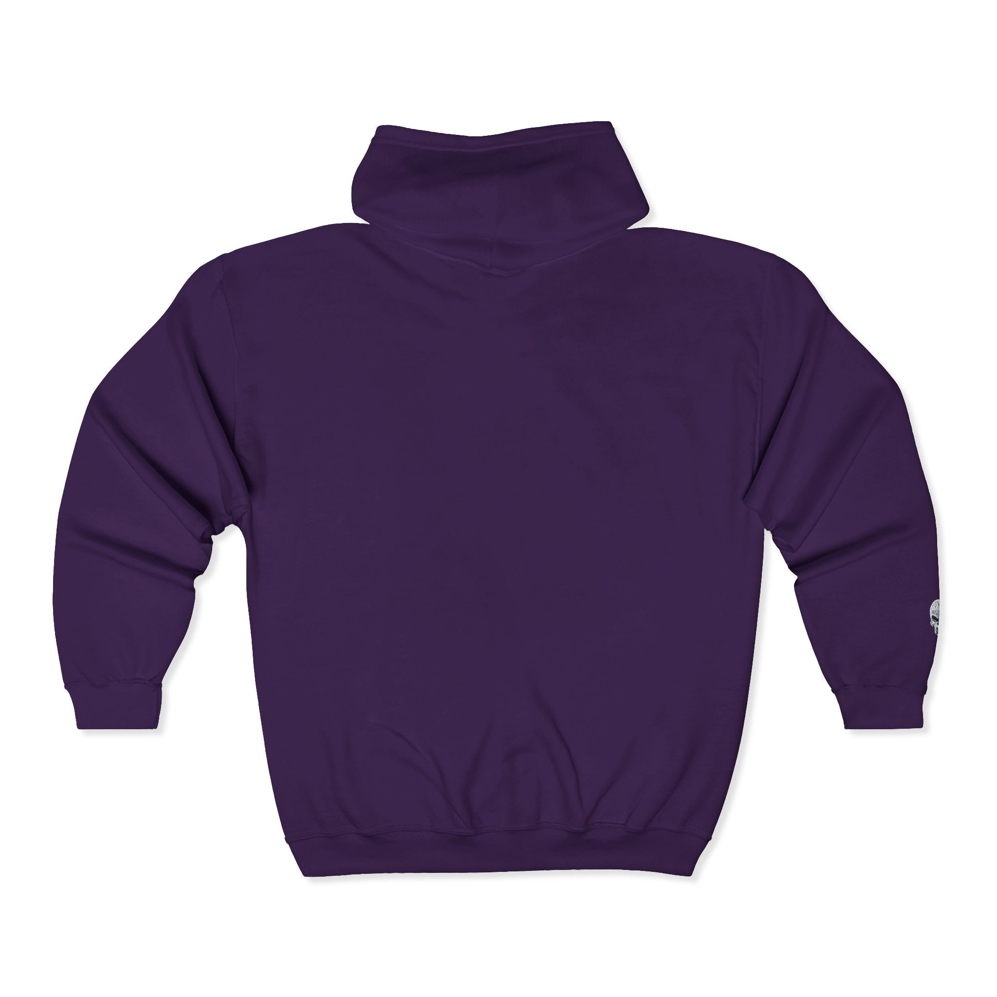 Skull Patch Zip Hoodie — Small Chest & Sleeve Graphic Full-Zip Sweatshirt
