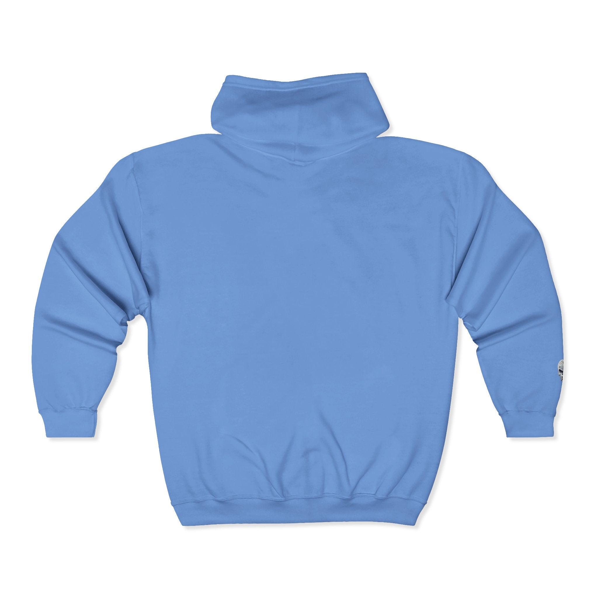 Skull Patch Zip Hoodie — Small Chest & Sleeve Graphic Full-Zip Sweatshirt