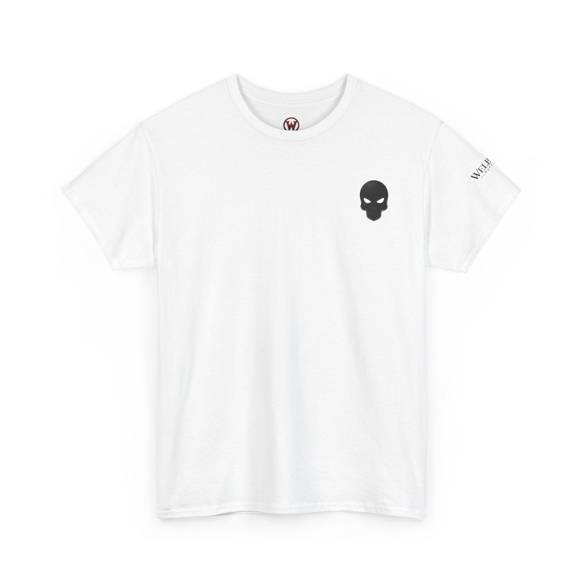 Skull Chest Tee — Minimal Skull Graphic White T-Shirt