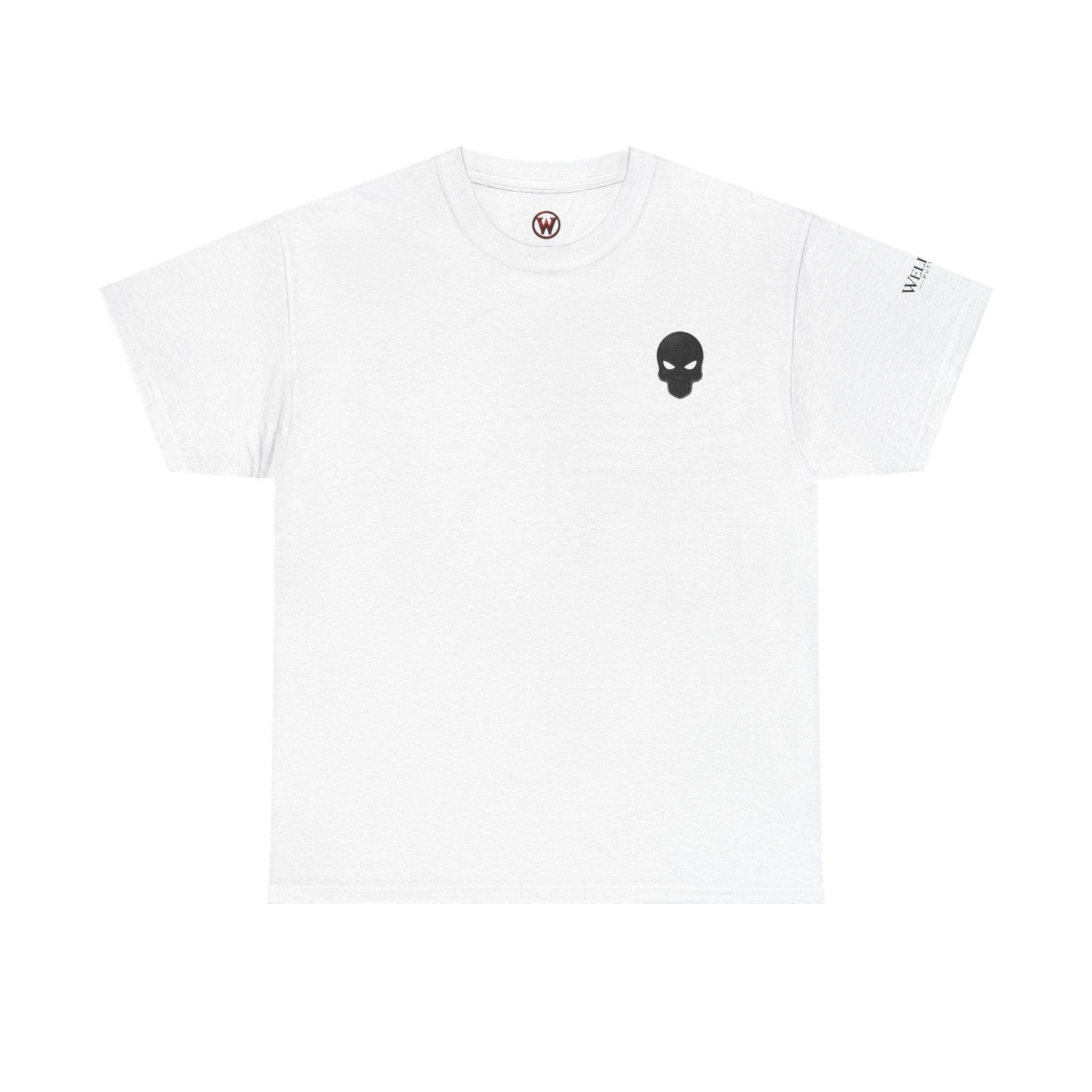 Skull Chest Tee — Minimal Skull Graphic White T-Shirt