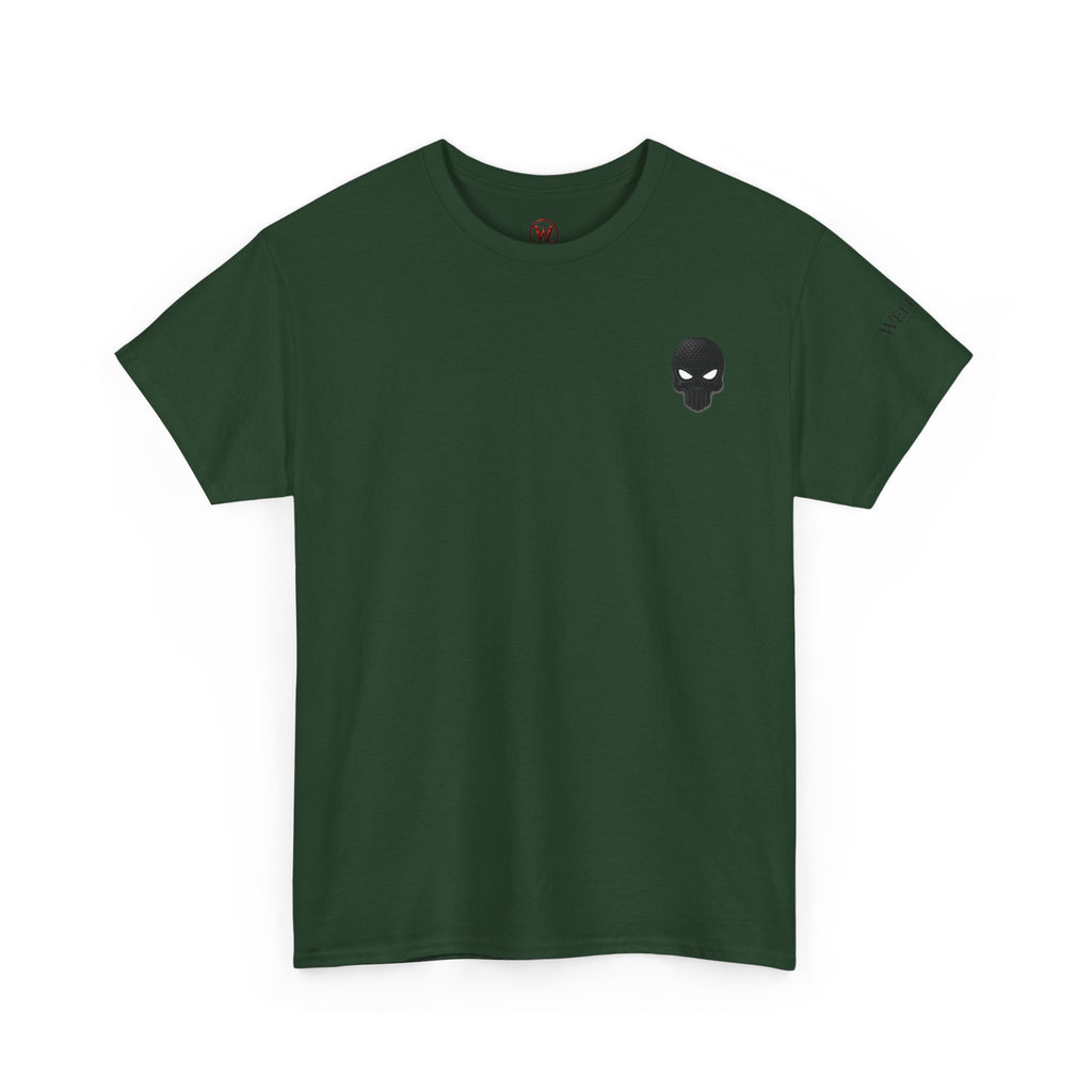 Skull Chest Tee — Minimal Skull Graphic White T-Shirt